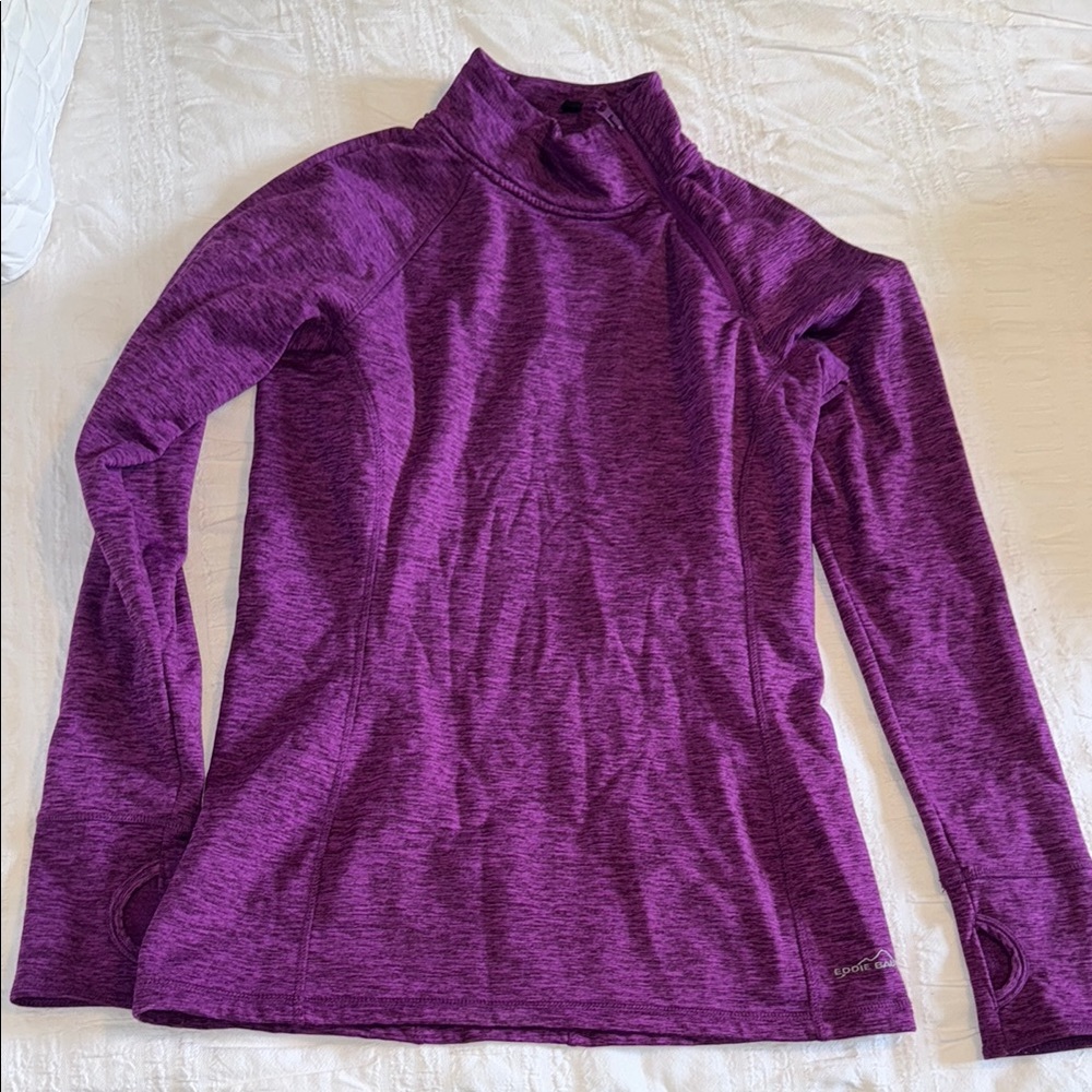 Eddie Bauer Purple Fitted Sweatshirt with Mandarin Collar